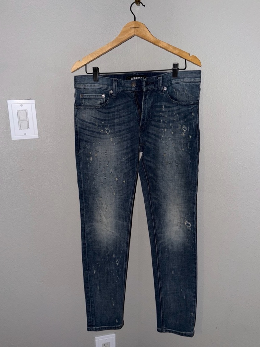 Express Men’s Slim Straight Jeans - Dark Blue Wash